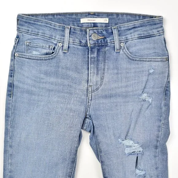 Levi's 711 Skinny Distressed Jeans 25 - Picture 4 of 7